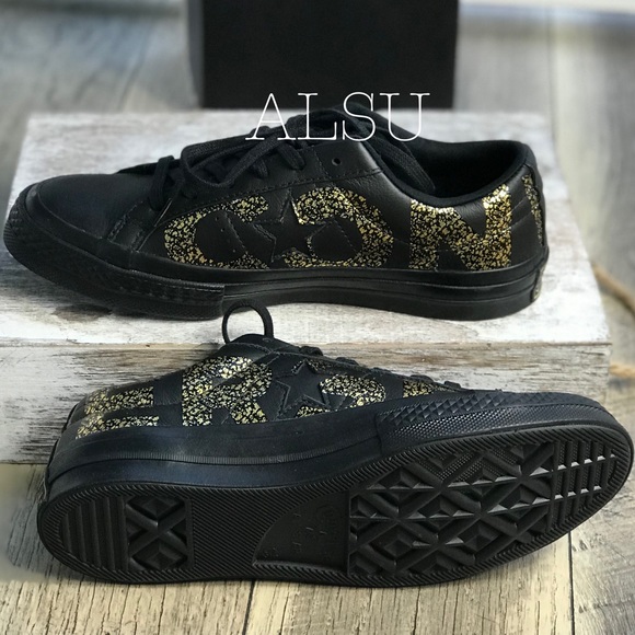 Converse One Star⭐️OX Black Gold logo W AUTHENTIC - Picture 3 of 8